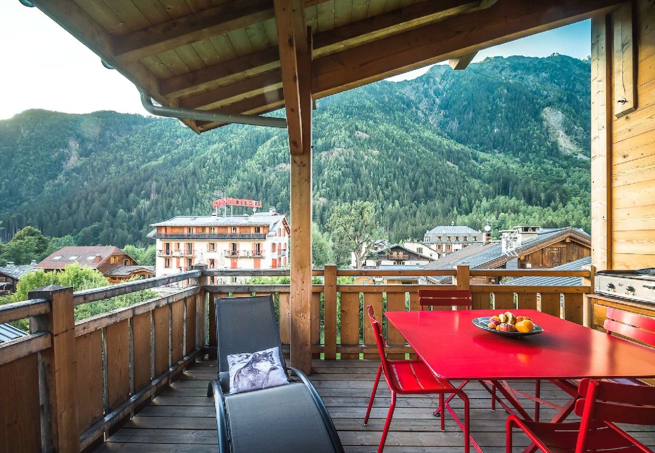 Apartment in Chamonix-Mont-Blanc - Les Ecrins des Bossons - Terrasse - vue Mt.Blanc