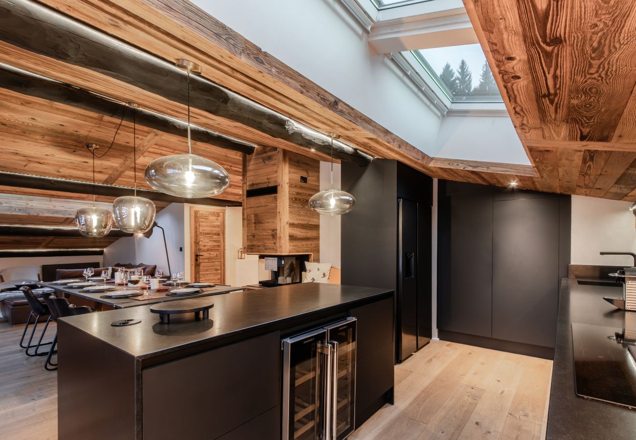 Appartement à Demi-Quartier - Le Black Wood - Chalet famille avec sauna, balnéo