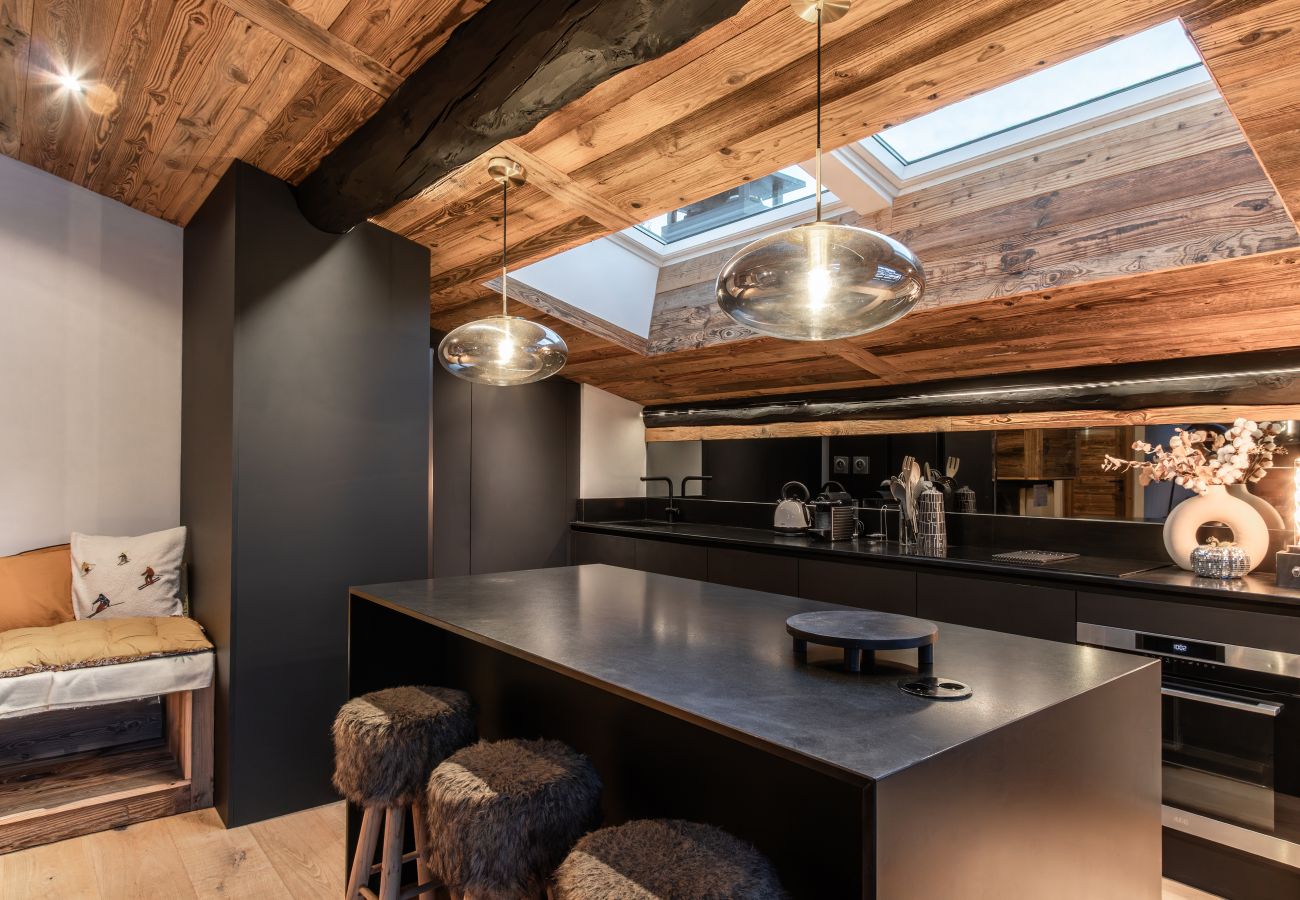 Appartement à Demi-Quartier - Le Black Wood - Chalet famille avec sauna, balnéo