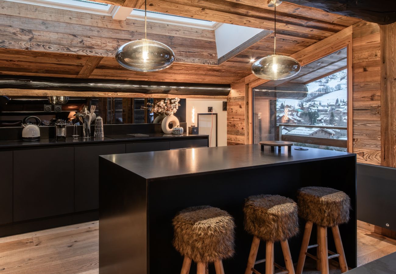 Appartement à Demi-Quartier - Le Black Wood - Chalet famille avec sauna, balnéo